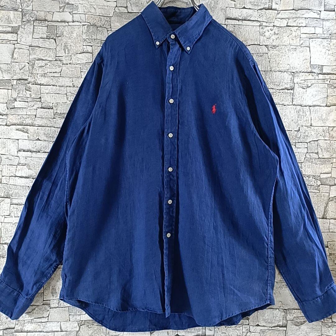 ラルフローレン　麻100% 長袖シャツ POLO RALPH LAUREN ポロ ラルフローレン シャツ 長袖 リネン