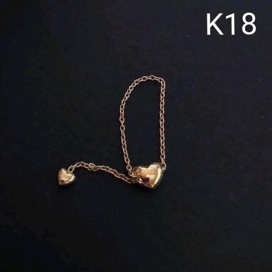 18金 ハートチェーンリング k18