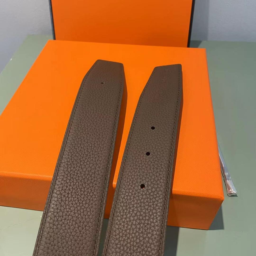 HERMES ブラウンレザーベルト ゴールドバックル***