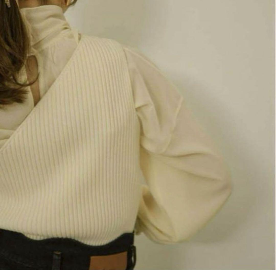 新品タグ付！Eaphi one shoulder rib knit beige