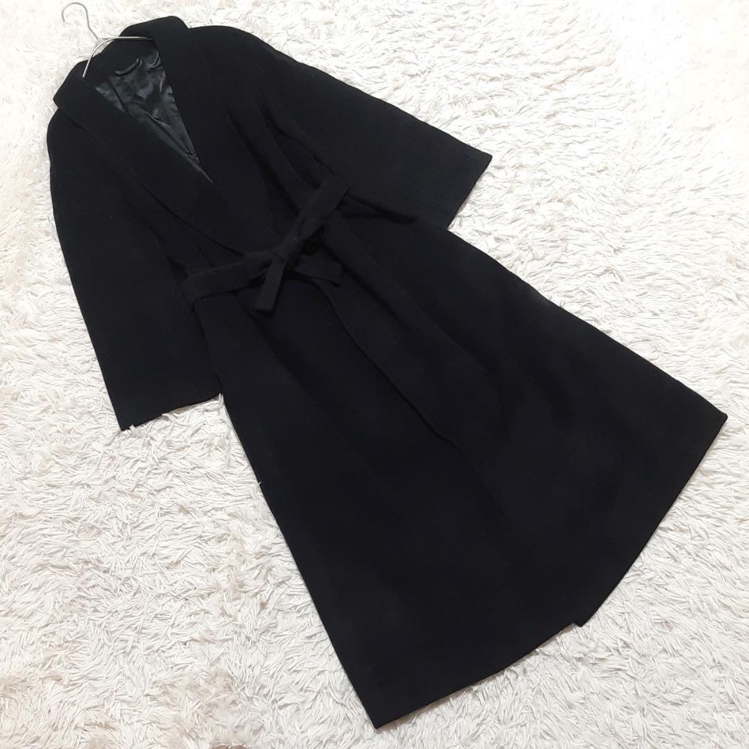 『ANAYI』 アナイ (M) アンゴラ混ガウンコート ボタンレス ゆったり 黒