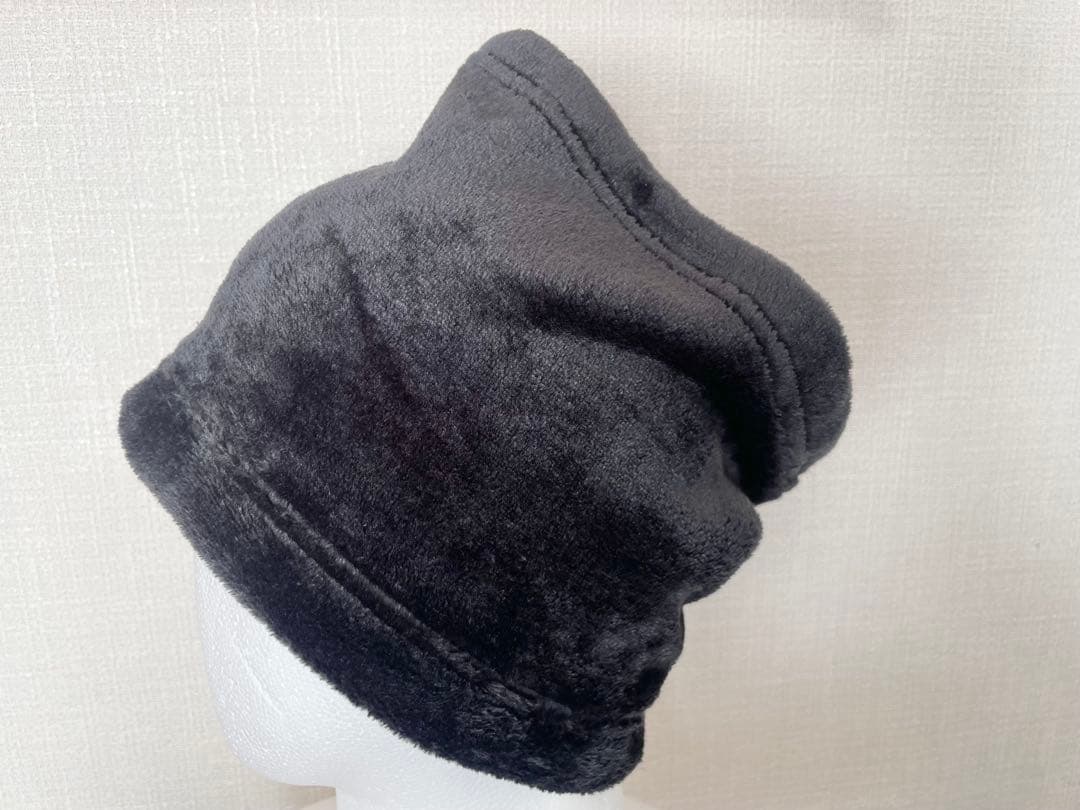 モコモコターバン兼用ブラック&裏ボアウォーキング用バフ手作りネック