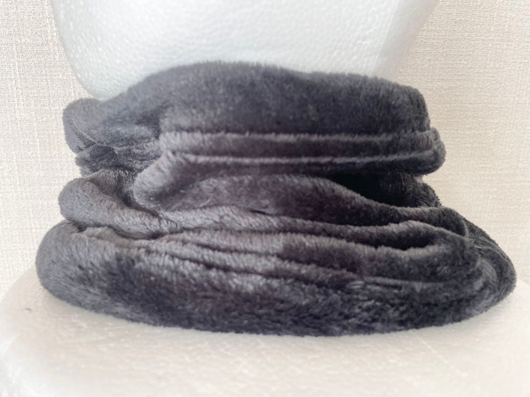 モコモコターバン兼用ブラック&裏ボアウォーキング用バフ手作りネック