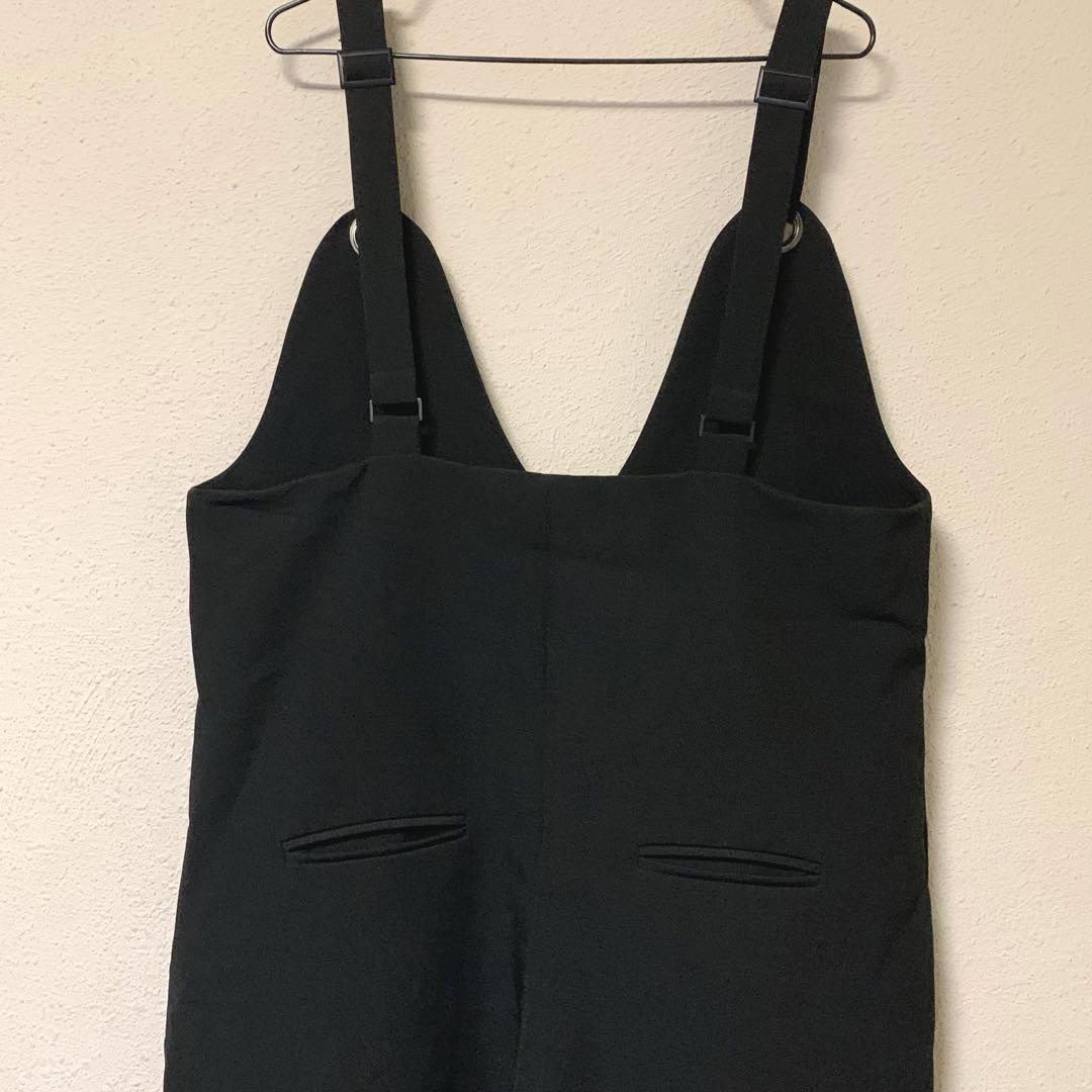 ANTIQUA パターントルソー ＊ 大人サロペット オールインワン 黒