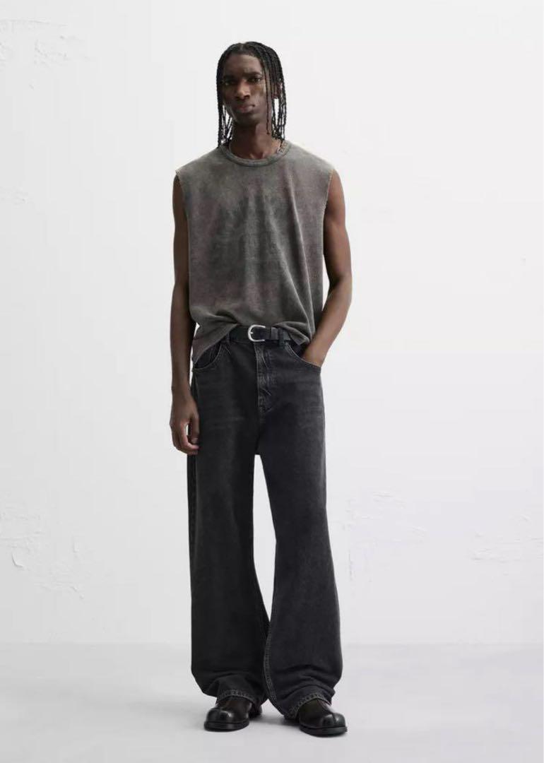 スペイン発送 ZARA コントラストプリントニットTシャツ 今季新作 org.jpg