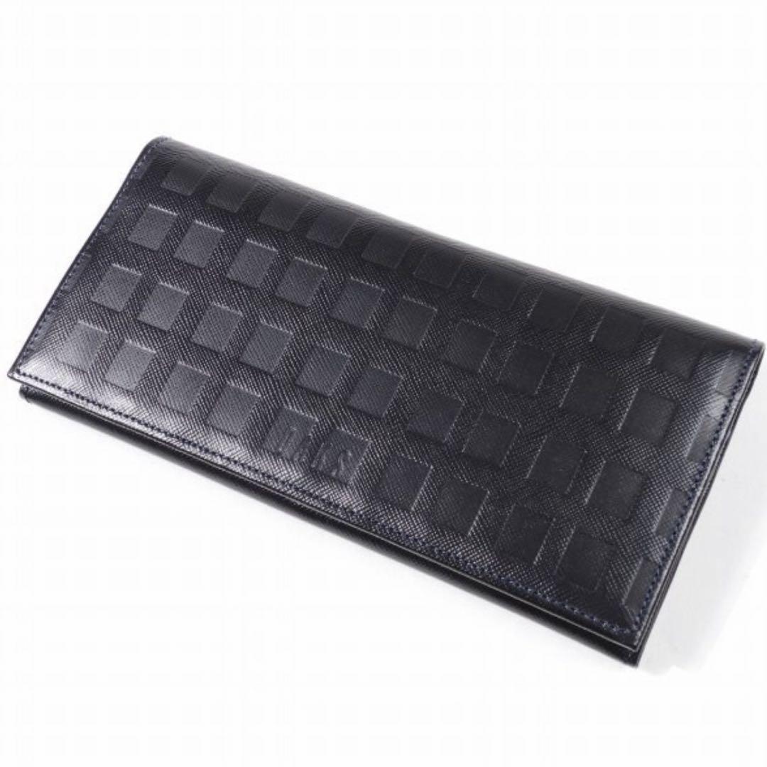 DAKS LONDON 日本製 牛革レザー 二つ折り 長財布 黒 かぶせ 本革