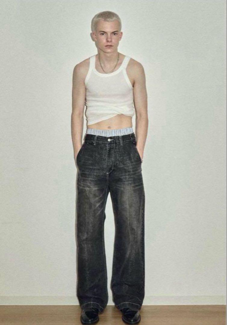 パンツ KAIKO SHINING FADED DENIM PANTS BLACK 2