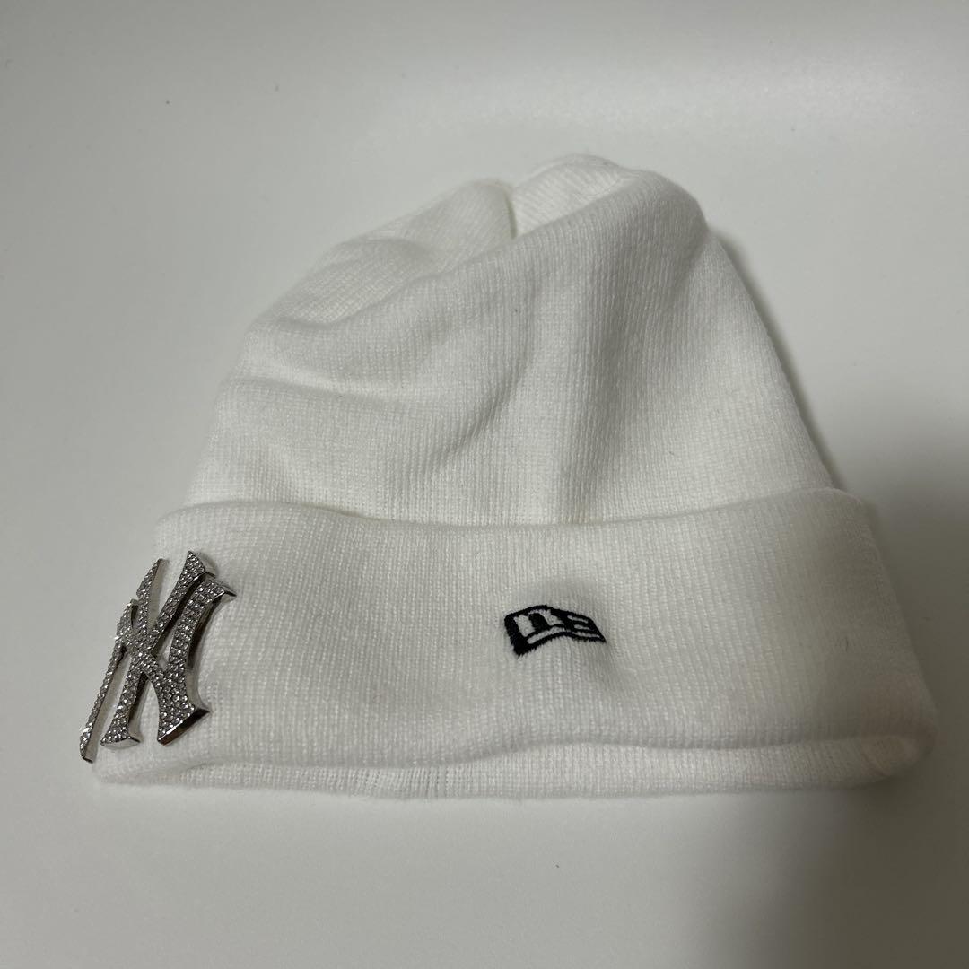 NEW ERA ニューエラ ニューヨークヤンキース ラインストーン 白 ニット帽
