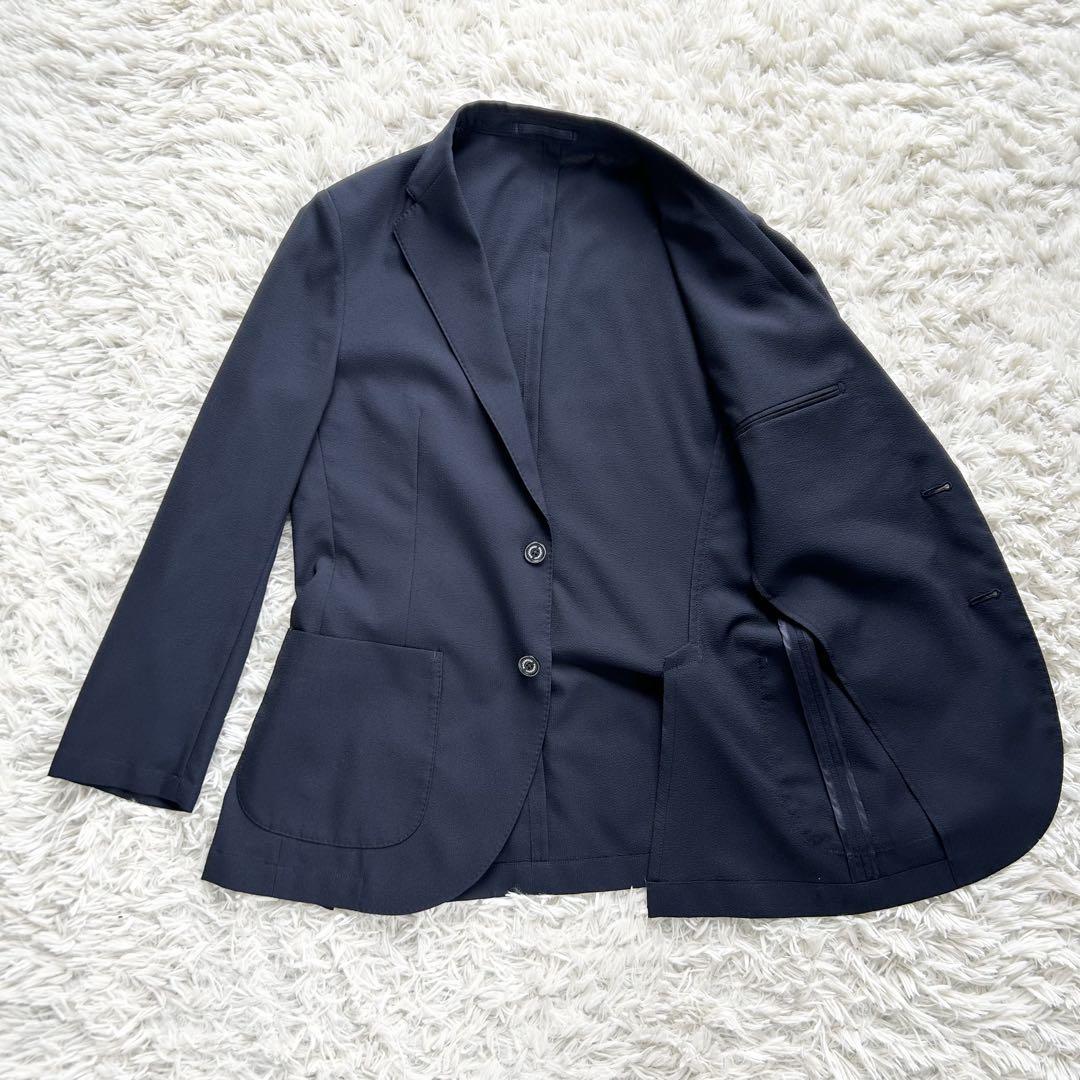 良品 トロッター スーツセットアップ ストレッチ シアサッカー ネイビー 36