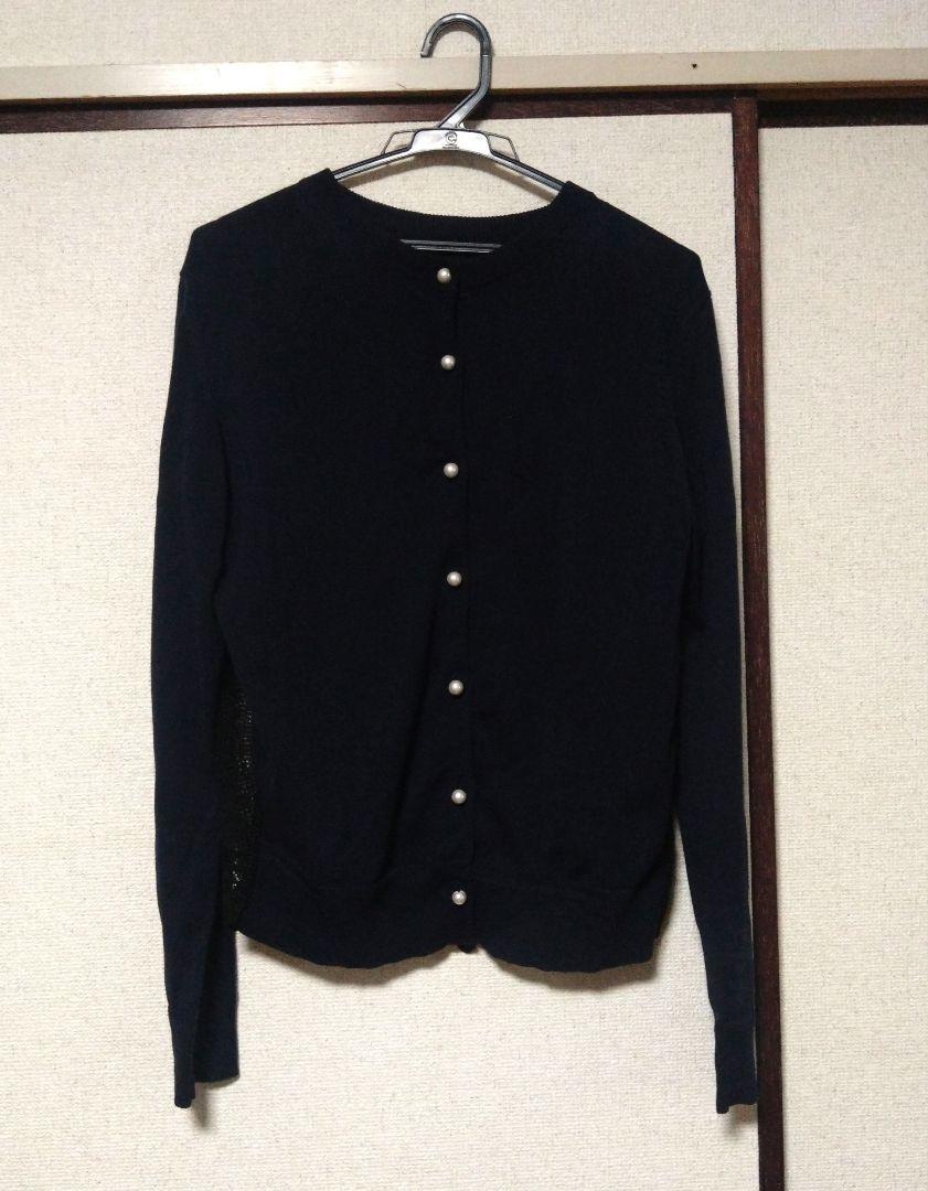 MUVEIL　バックレースカーディガン　パールボタン
