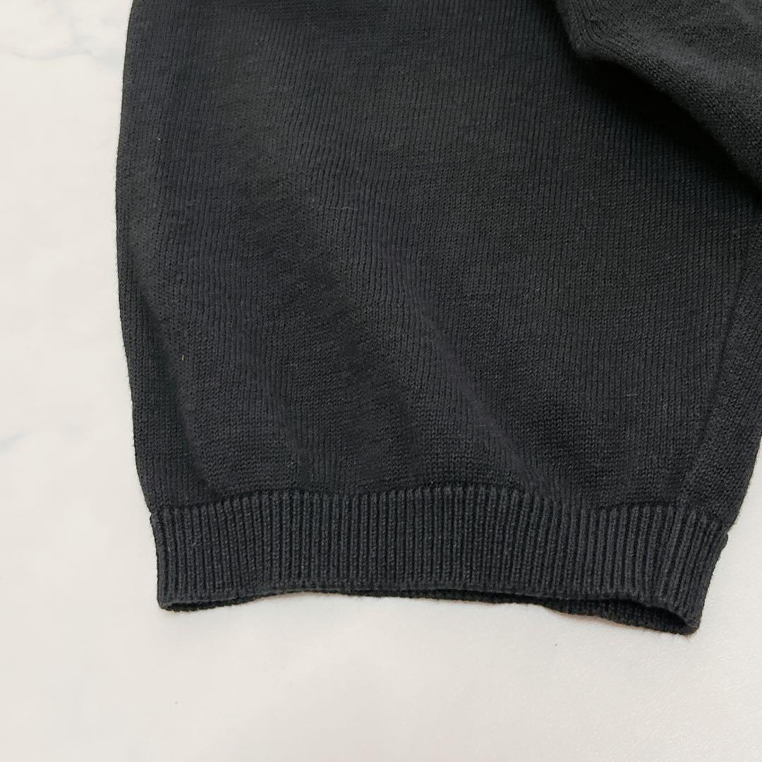 【24SS】マーガレットハウエル コットンリネン ポロニット ブラック Ⅱ 24SS】マーガレットハウエル コットンリネン ポロニット
