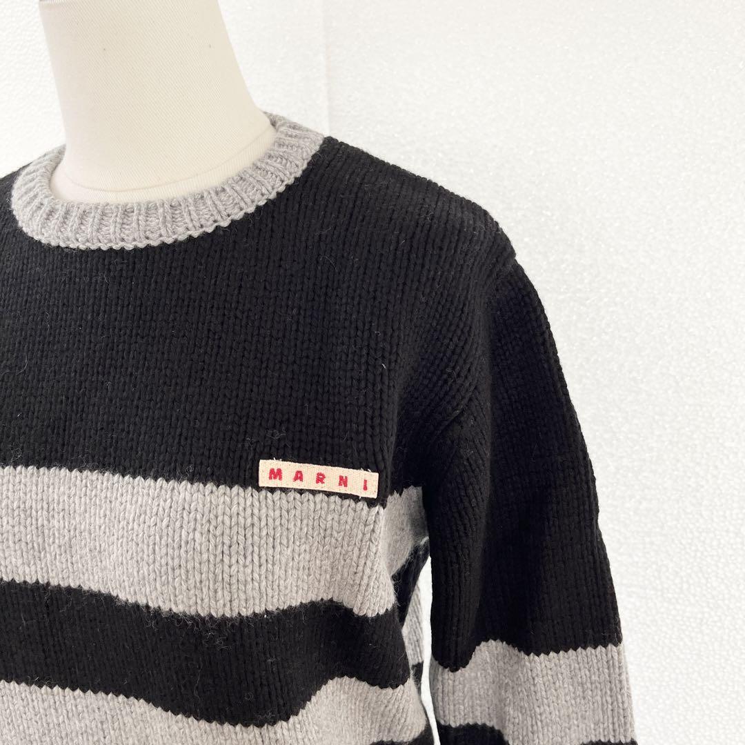 MARNI マルニ　ロゴ入り ボーダーニット　セーター　XS