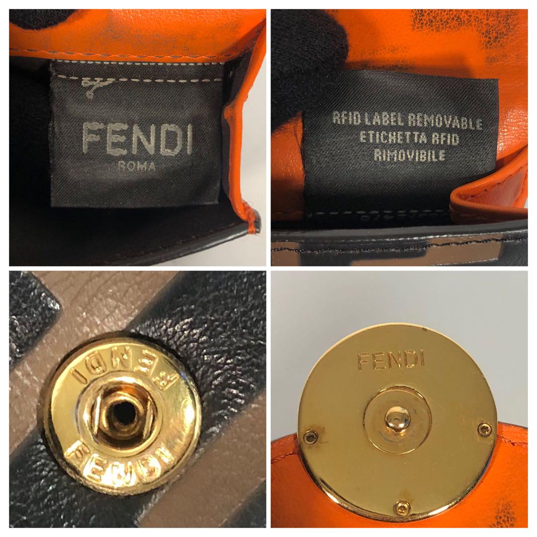 フェンディ 三つ折り財布 エフイズ レザー オレンジ