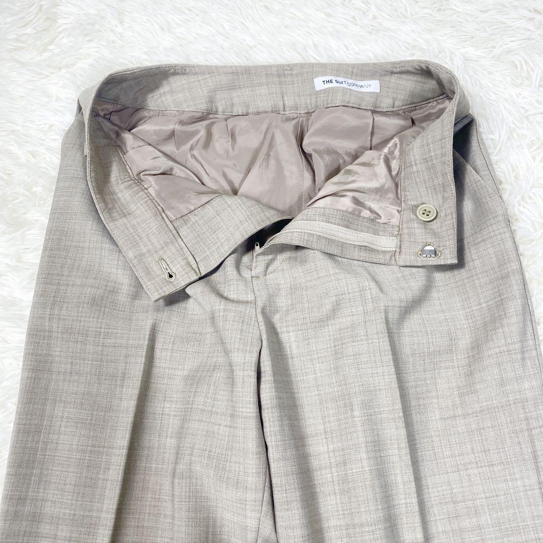 極美品　スーツカンパニーシー　春夏スーツ　ノーカラー　ベージュ　サイズ38(M)
