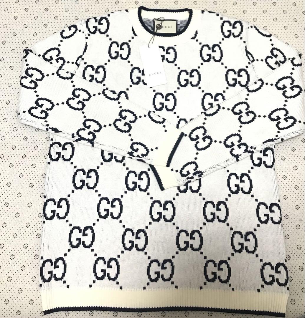 Gucci グッチニットセーター　ロゴ　白　男女兼用