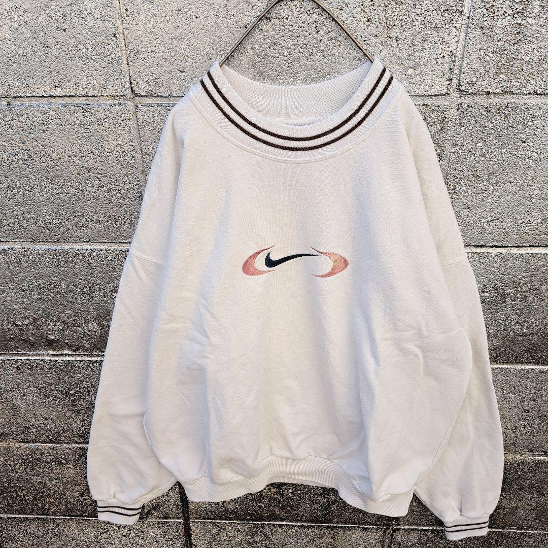 希少】90s ナイキ センター刺繍ロゴ リブライン スエット トレーナー 希少】90s ナイキ センター刺繍ロゴ リブライン スエット トレーナー