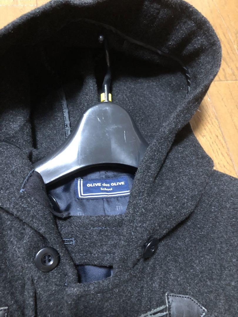 美品】オリーブ・デ・オリーブ　ダークグレー ダッフルコート ウール混レディースＭ