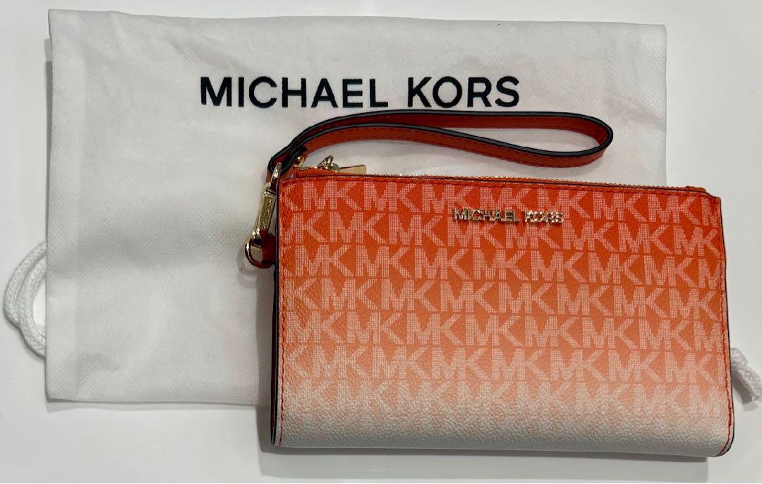 特価☘️マイケルコース 長財布 ウォレット MK柄 モノグラム ロゴ財布 オレンジ小物