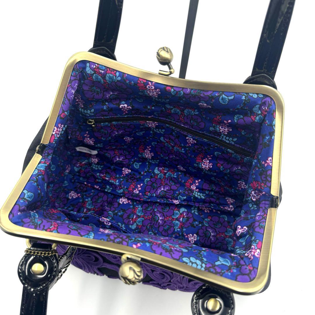 極美品◇ANNA SUI◇アナスイ がま口ハンドバッグ 裏地花柄