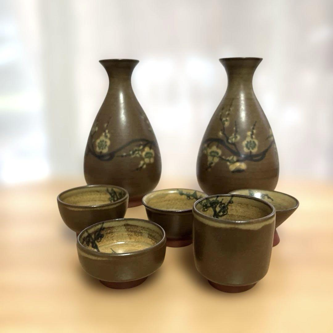 佐渡 無名異焼 人間国宝 伊藤赤水作 陶器製お猪口 形がわり5個