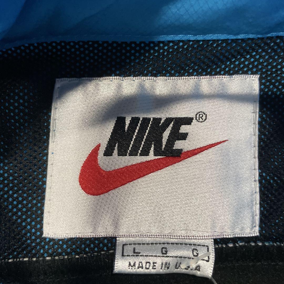 NIKE 90s USA製 ナイロンジャケット 刺繍ロゴ 古着 水色 Lサイズ
