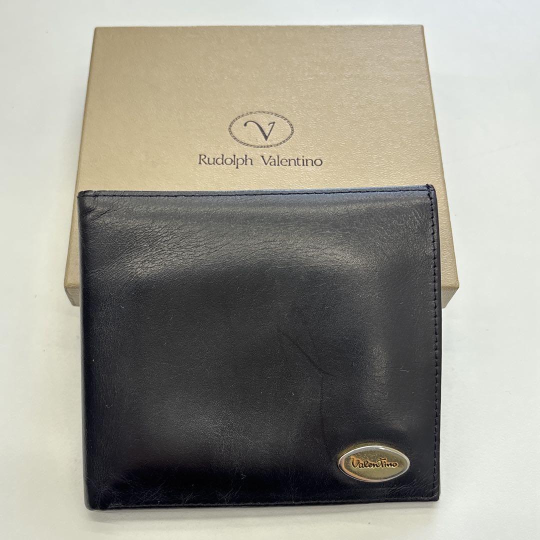 Valentino 二つ折り財布 黒 レザー - メルカリ