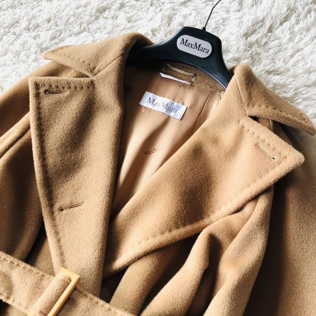 超美品 最高級 MaxMara マニュエラ ダブルフェイス ベルテッドコート マックスマーラ」の名品カシミアコート｜アイコニックな佇まいに