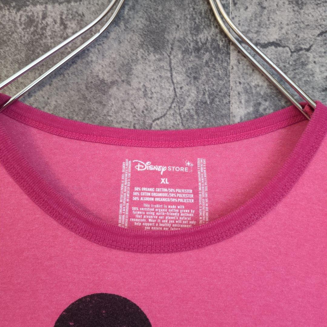 ディズニー　ミッキーマウス　リンガーTシャツ　かわいい　ピンク　アメリカ古着
