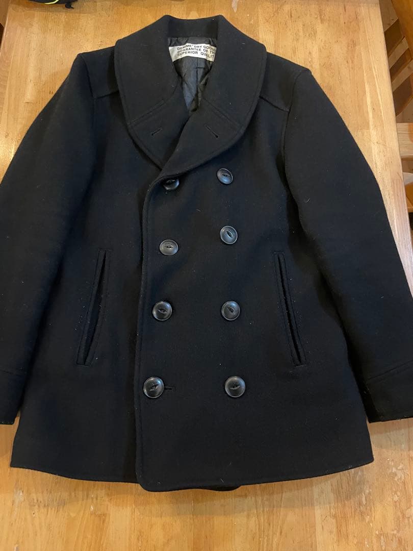 Denime 肉厚　ヘビーメルトン　Pコート　黒 Mサイズ