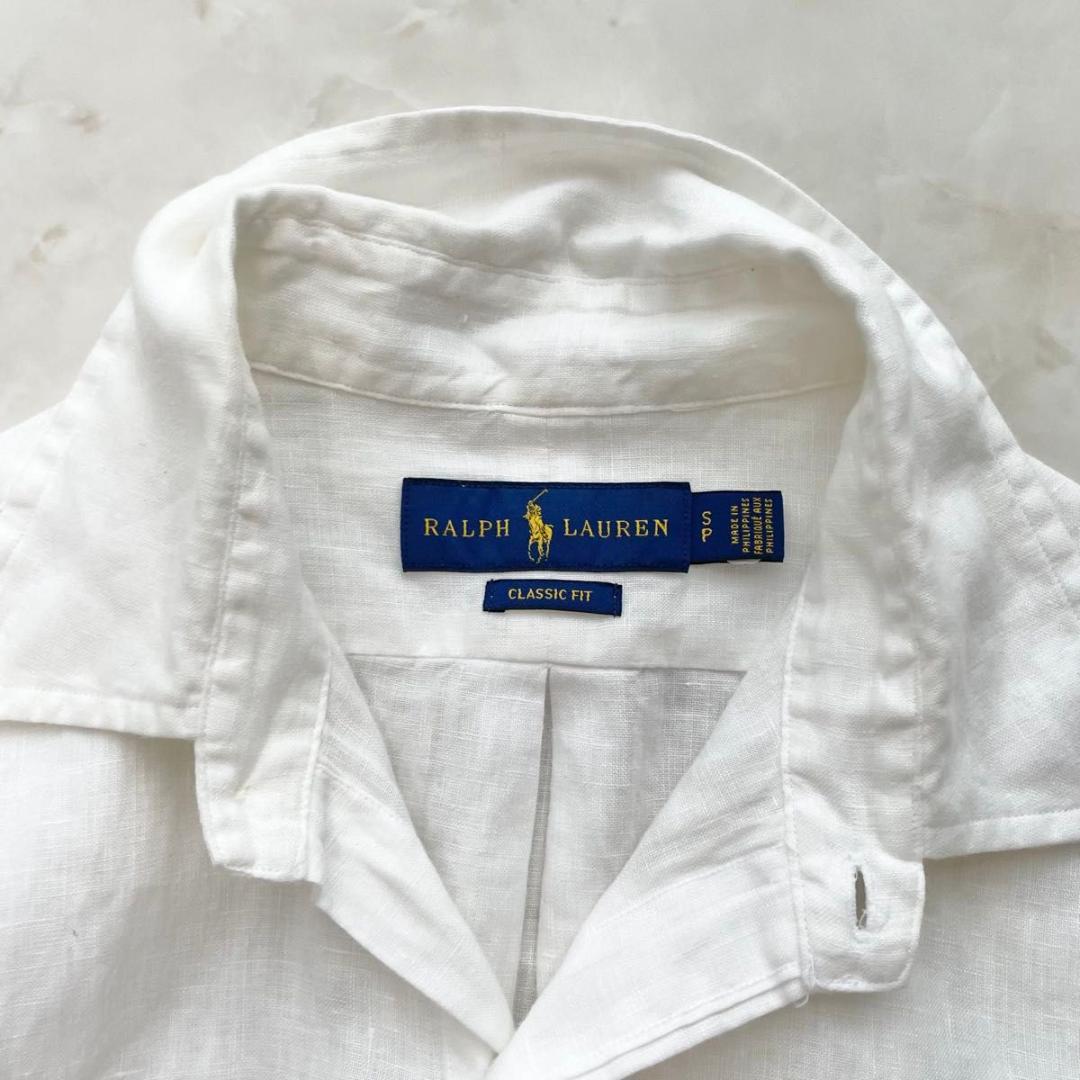RALPH LAUREN 半袖リネンシャツ 麻100％ ポニー刺繍 M相当