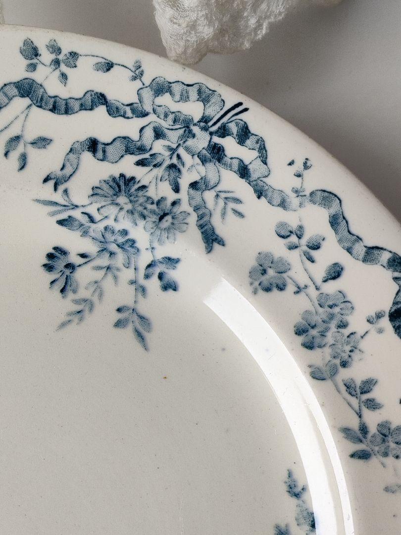 希少　美品　Longwy リボンのコンポティエ　フランスアンティーク