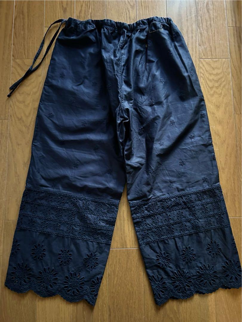 45R☆薄ギャバカットワークのペチパンツ ネイビー