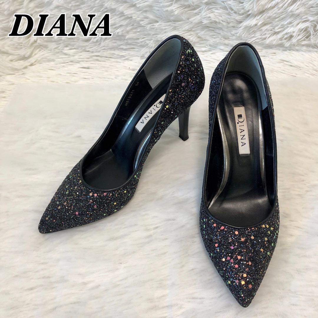 ダイアナ　ブライダルシューズ　グリッターパンプス　パンプス　24センチ　7センチ DIANA - ダイアナ グリッターパンプス ブライダルシューズの通販