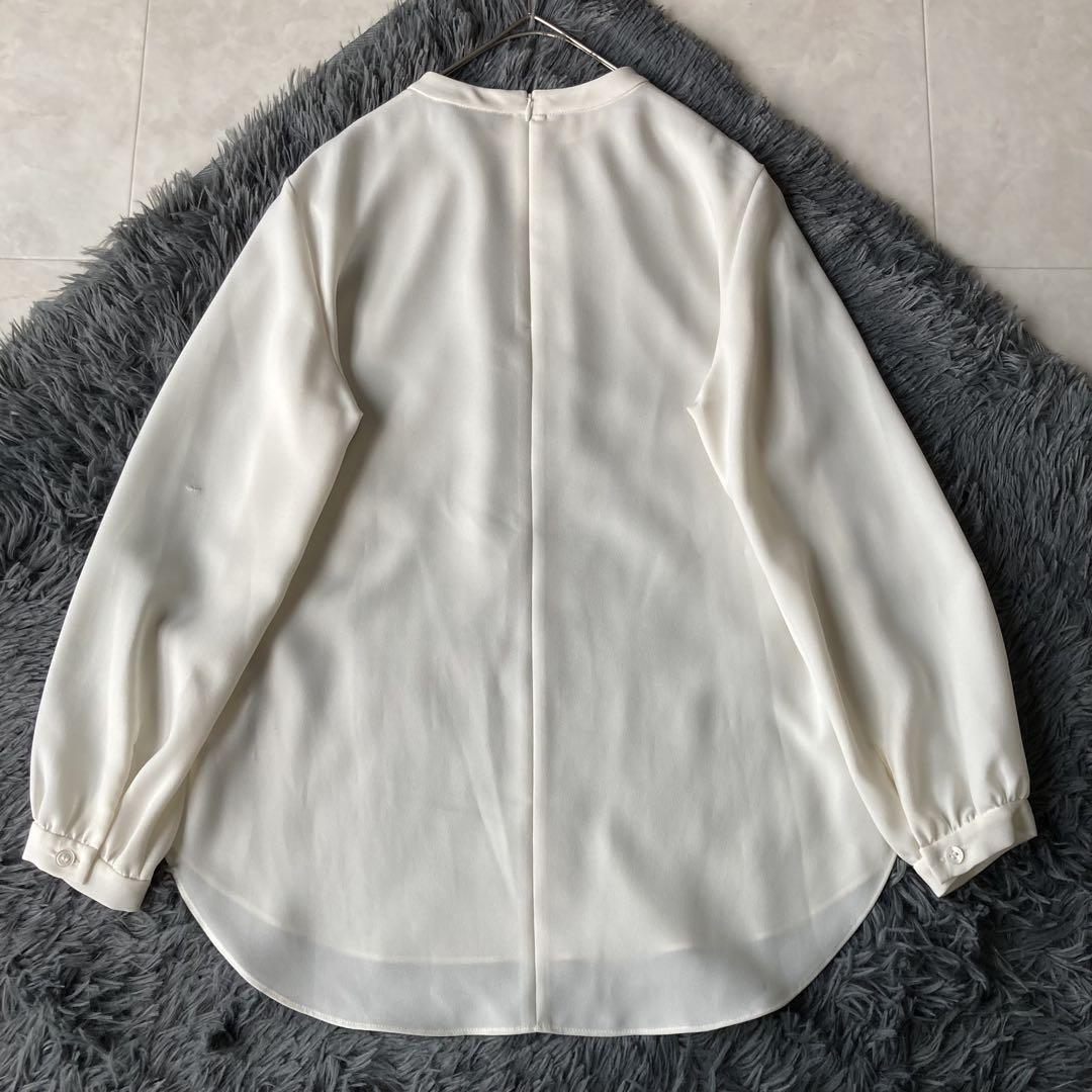 Theory スタンドカラーブラウス ホワイト Sサイズ 上品フォルム