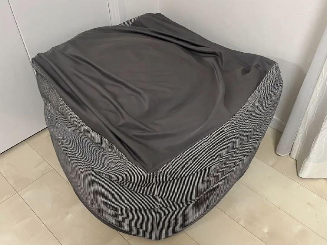 【ビーズ補充済】無印良品 体にフィットするソファ　綿デニム　ヒッコリー　セット