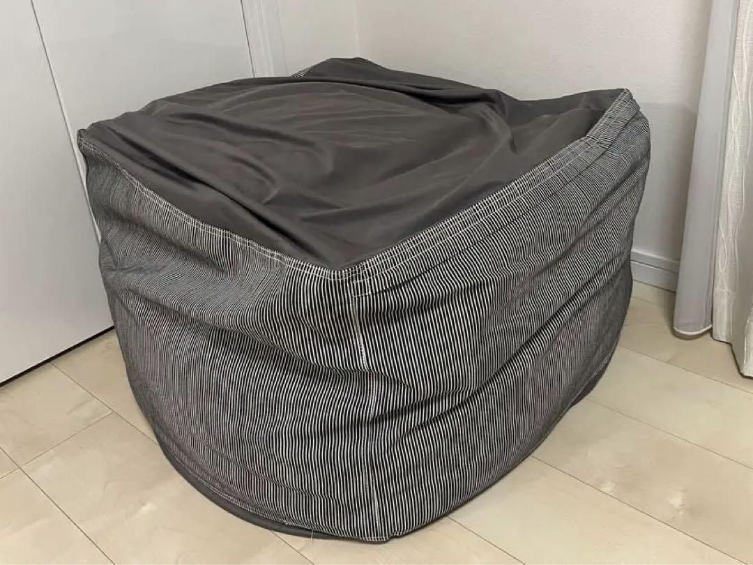 【ビーズ補充済】無印良品 体にフィットするソファ　綿デニム　ヒッコリー　セット