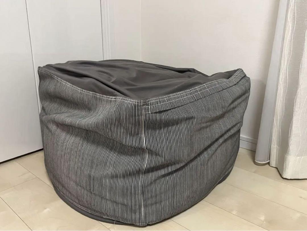 【ビーズ補充済】無印良品 体にフィットするソファ　綿デニム　ヒッコリー　セット