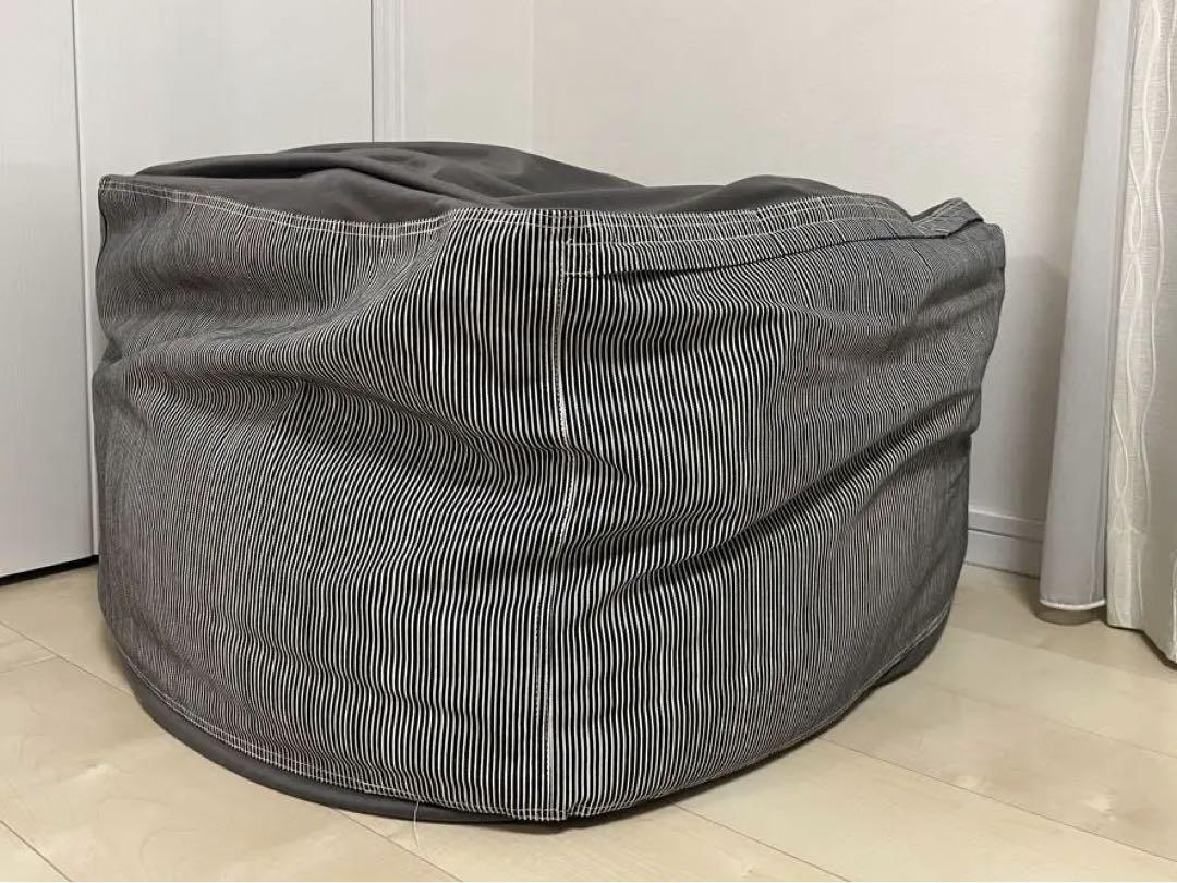 【ビーズ補充済】無印良品 体にフィットするソファ　綿デニム　ヒッコリー　セット