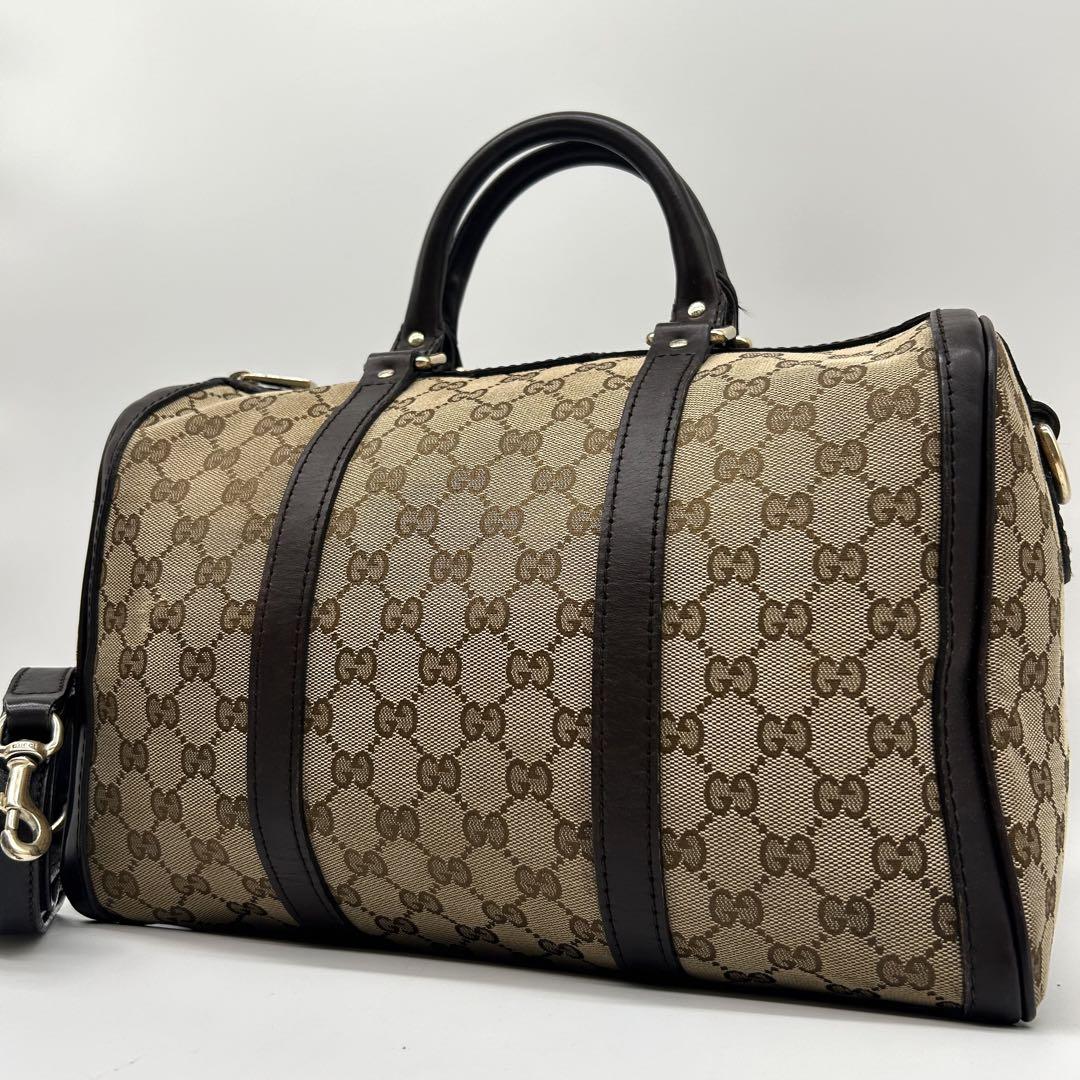 何でも揃う 希少 ブラウン レザー ボストン ショルダーバッグ 2way GG GUCCI バッグ