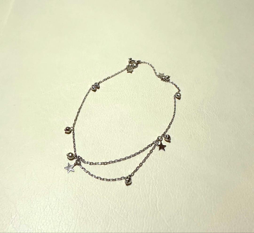 【美品】STAR JEWELRY K18ホワイト スターブレスレット