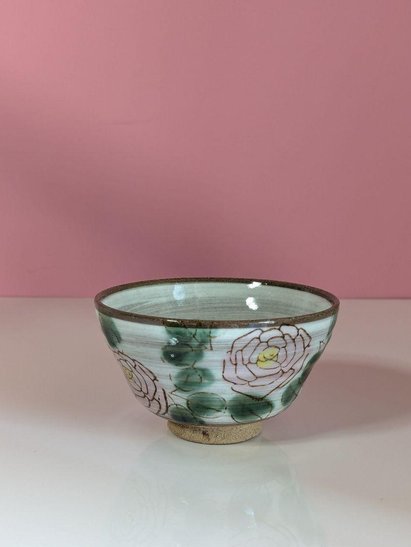 和風薔薇柄お茶碗ローズ和柄お茶碗夫婦茶碗キッチン雑貨プレゼント