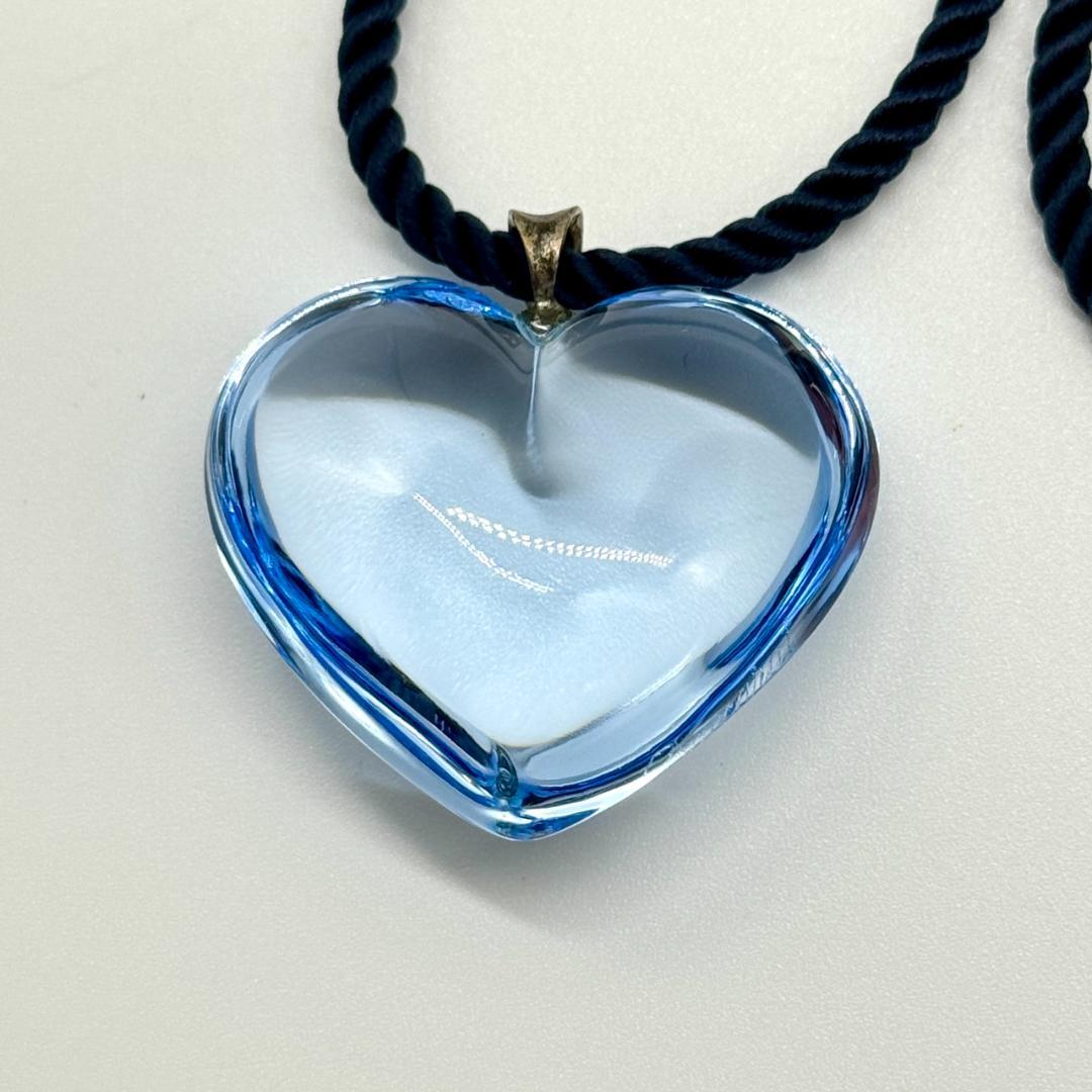 美品 Baccarat バカラ ネックレス ハート 水色 925 箱付き