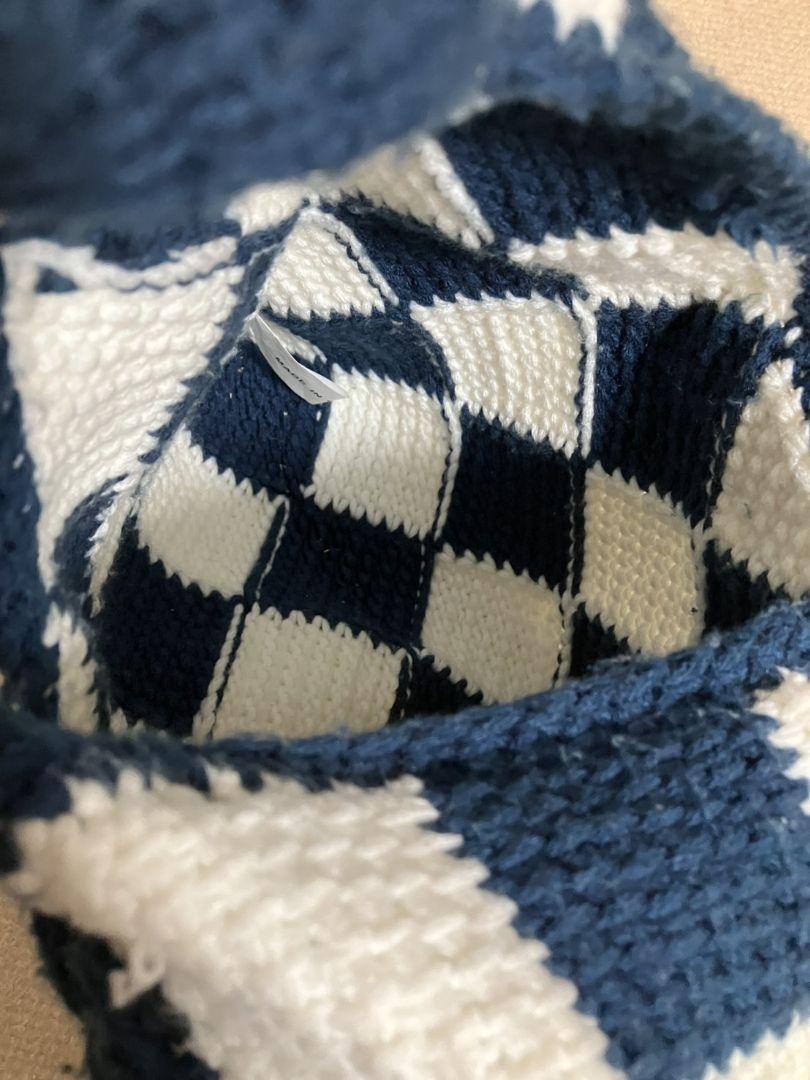 定番★MARNI マルニマーケット　ニット　ハンドトートバッグ　紺色ブルー系
