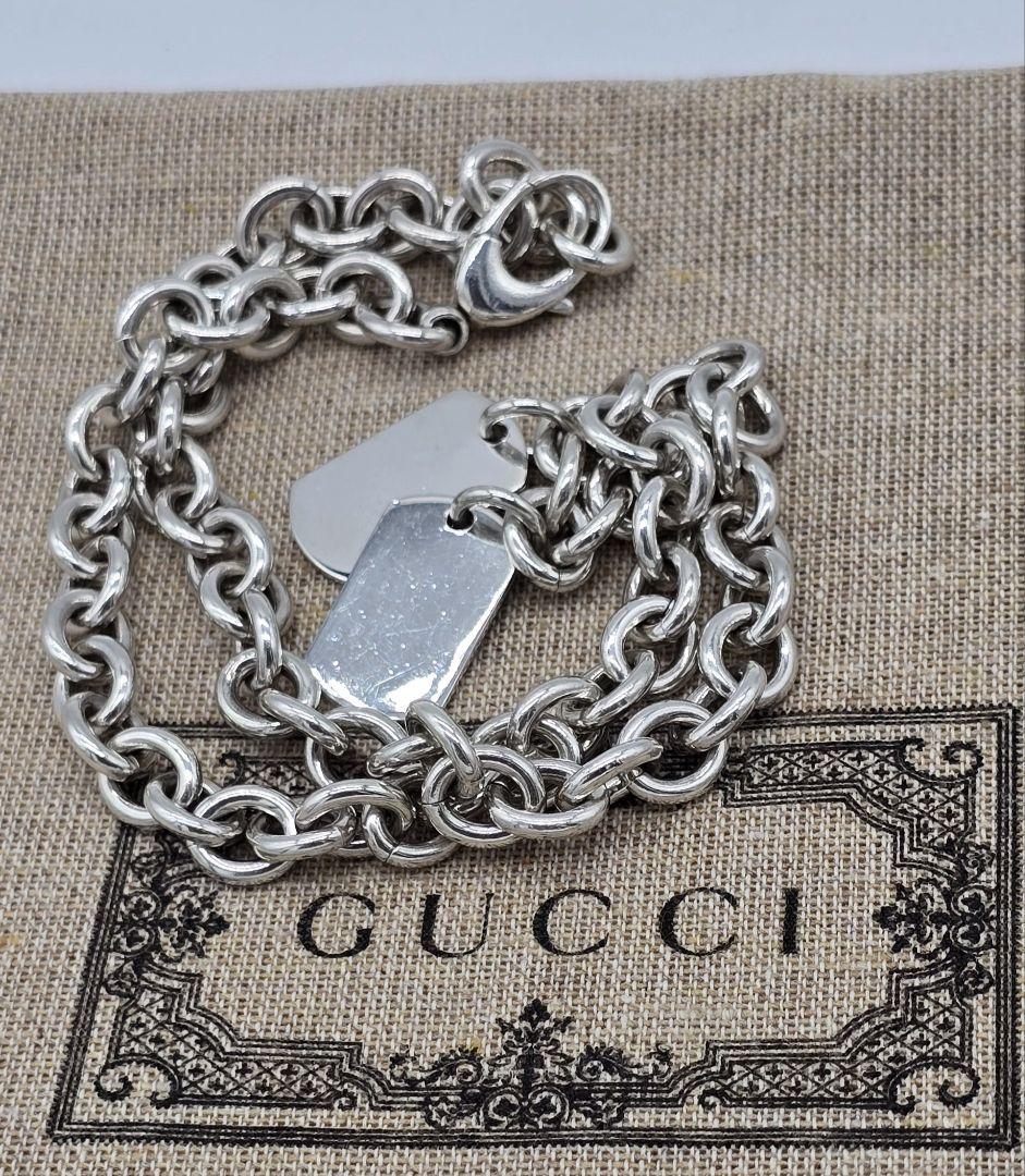 【超レア廃盤品】GUCCI 重量感 ドックタグ ネックレス 太め