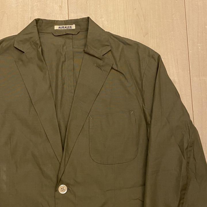 4 シャンブレージャケット 美品 AURALEE 【casual】AURALEE テーラード 安い正本 【美品】AURALEEテーラードジャケット ネイビー シャンブレージャケット テーラードジャケット