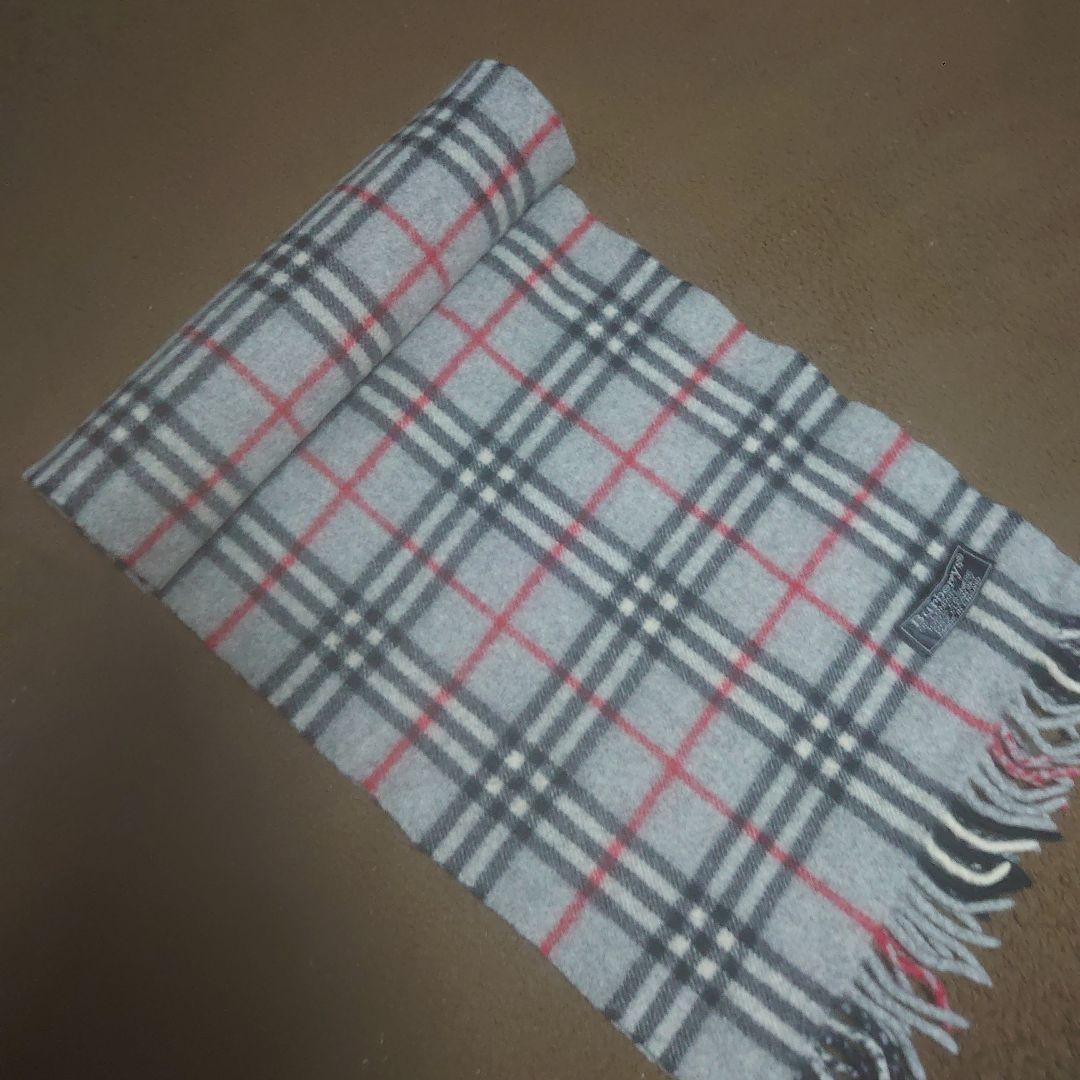 【カシミヤ】Burberrys バーバリー マフラー グレー カシミヤ 英国製
