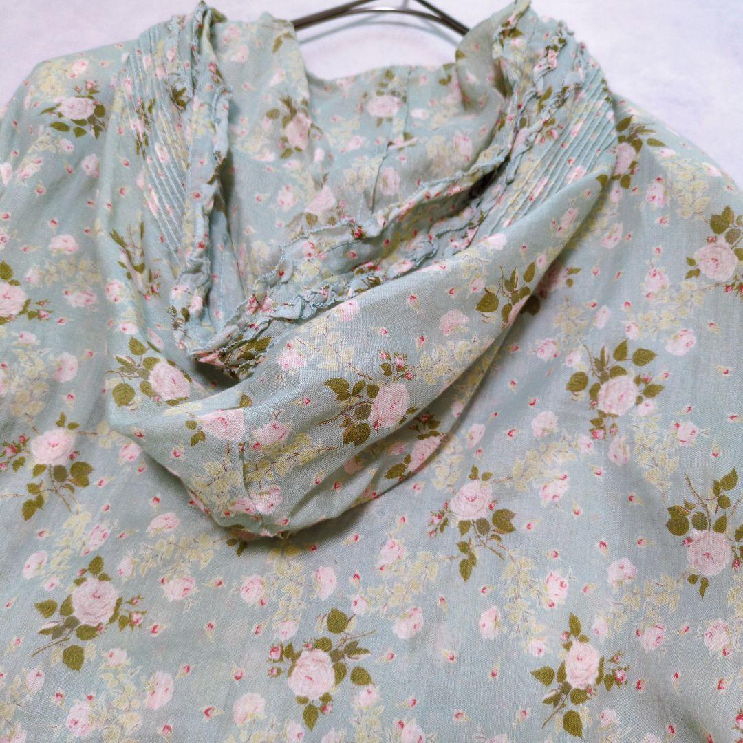 ピンクハウス✨薔薇 綿ローン フード付き ブラウス ピコフリル