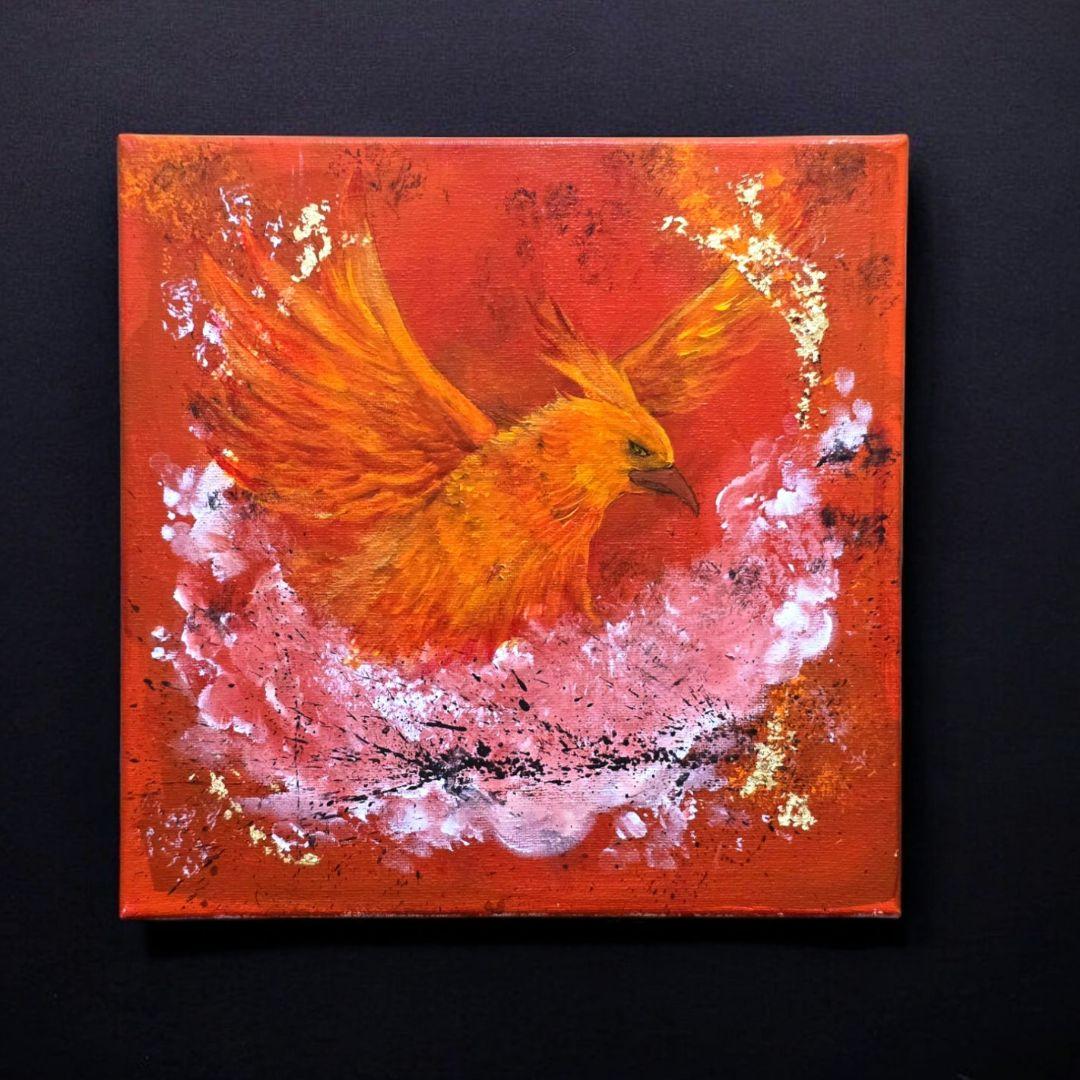 朱雀 四神獣 アクリル画 アート