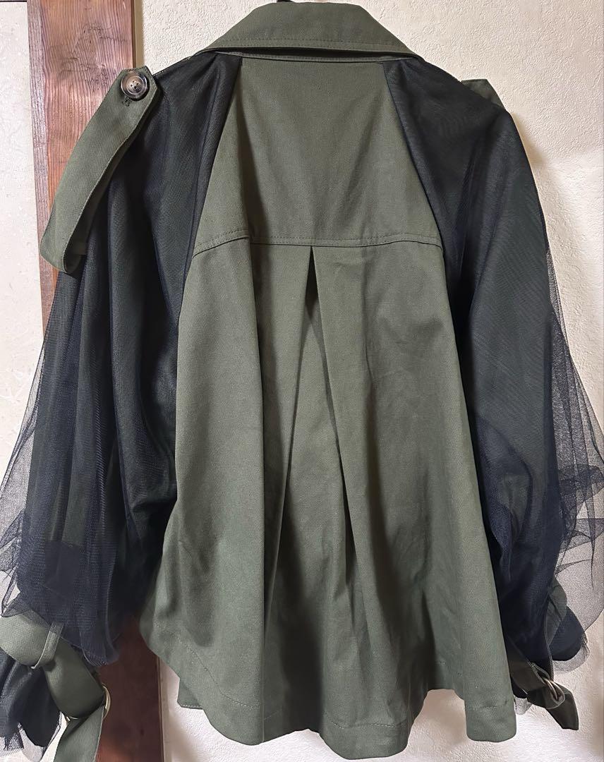 高級品市場 ASYMME STYLE カーキ ショート丈トレンチジャケット ジャケット・アウター