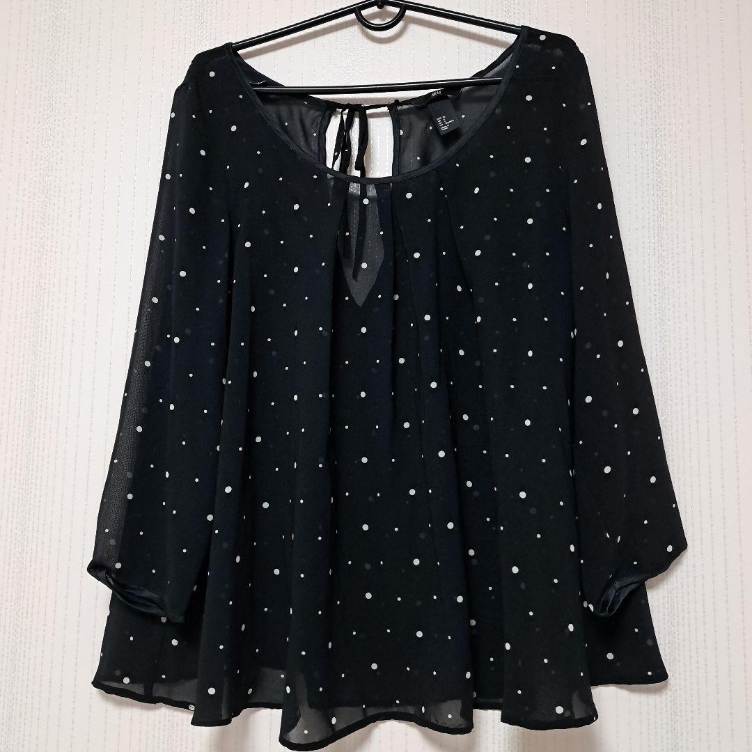 【美品】H&M ドット 五分袖チュニック　シースルー